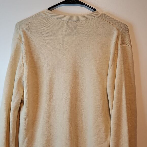 Vintage Robert Bruce Solid Cream V-Neck Pullover Sweater Men's Size Large EUC - Picture 10 of 11